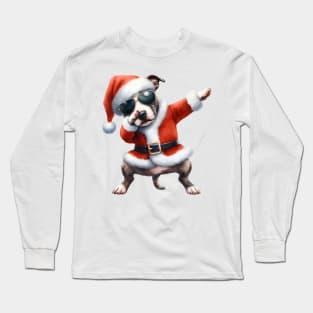 Christmas Staffordshire Bull Terrier Dog Dabbing Dance Long Sleeve T-Shirt